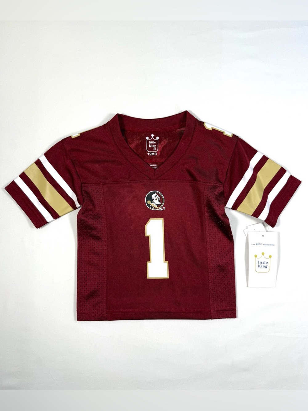 NWT LITTLE KING Florida State Seminoles #1 Football Jersey 12M Garnet Gold NEW